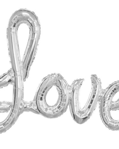 Love Script Foil Balloon – Silver