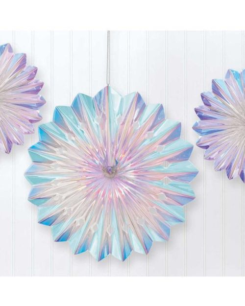 Luminous Iridescent Fan Decorations 3pk