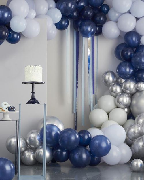 Luxe Silver, Navy & Blue Balloon Arch Kit