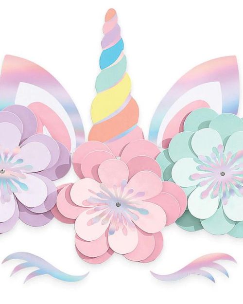 Magical Rainbow Unicorn Floral Cutouts