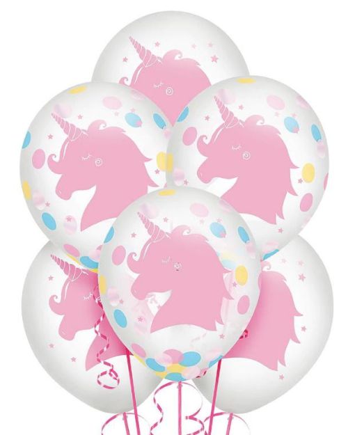 Magical Rainbow Unicorn Confetti Balloons 6pk