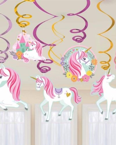 Magical Unicorn Hanging Swirl Decorations