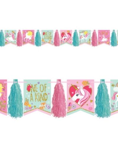 Magical Unicorn Pennant Banner with Tassels