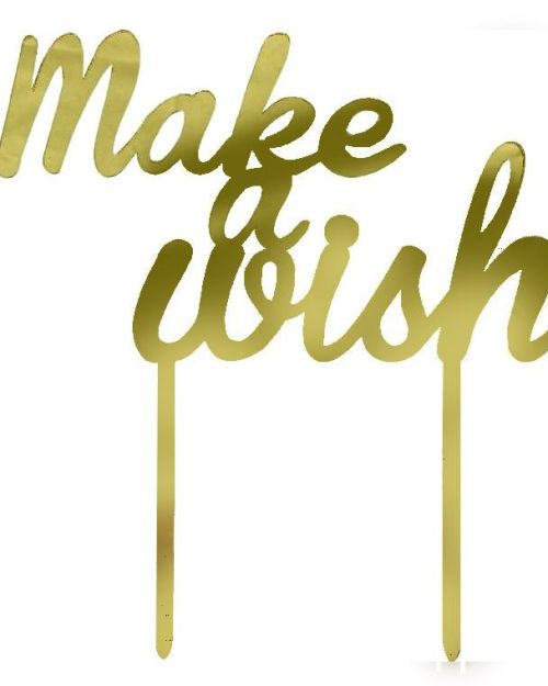 Make A Wish Gold Acrylic Cake Topper