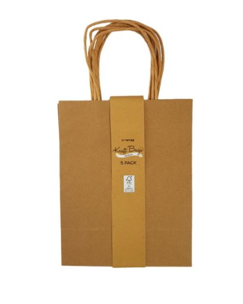 Kraft Gift Bags Medium 5pk – Natural