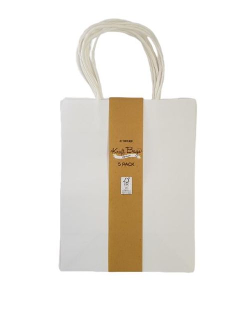 Kraft Gift Bags Medium 5pk – White