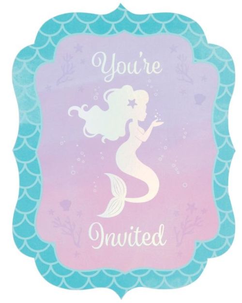 Mermaid Shine Invitations 8pk