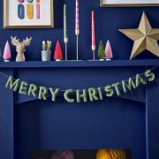 Merry & Bright Green Felt Merry Christmas Banner
