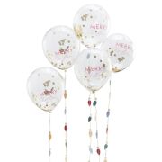 Merry Christmas Confetti Balloons with Light Bulb Tails