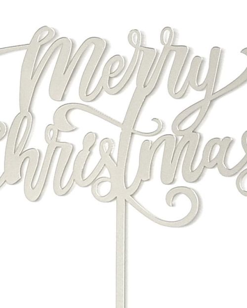 GoBake Merry Christmas Cake Topper – Silver