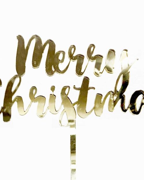 Merry Christmas Cake Topper – Gold