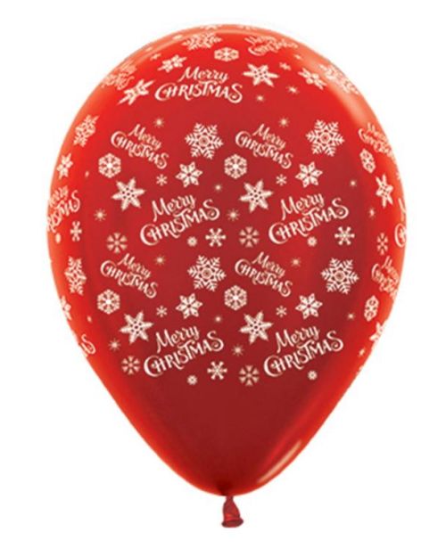 Merry Christmas Metallic Red Balloons 6pk