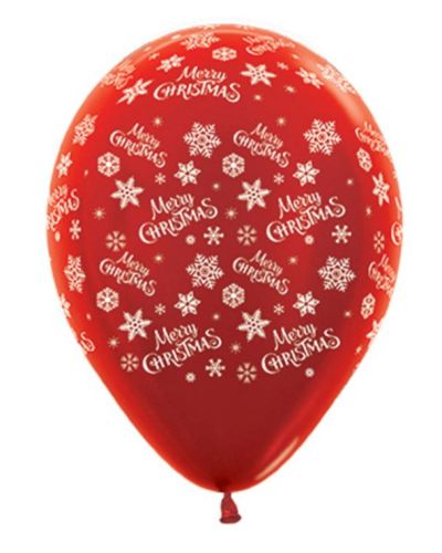 Merry Christmas Metallic Red Balloons 6pk