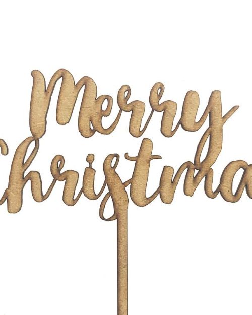 Merry Christmas Cake Topper – Wood