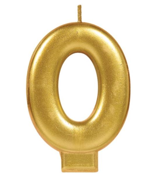 Metallic Gold Candle – Number 0