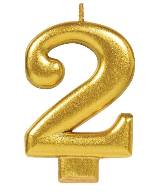Metallic Gold Candle – Number 2