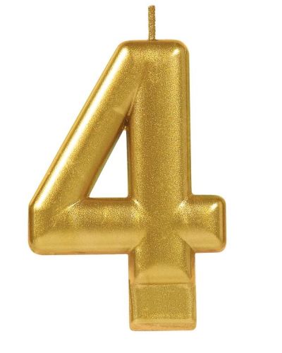 Metallic Gold Candle – Number 4