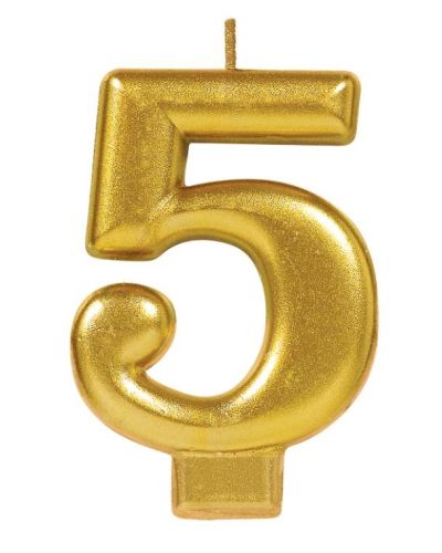 Metallic Gold Candle – Number 5