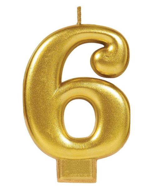 Metallic Gold Candle – Number 6
