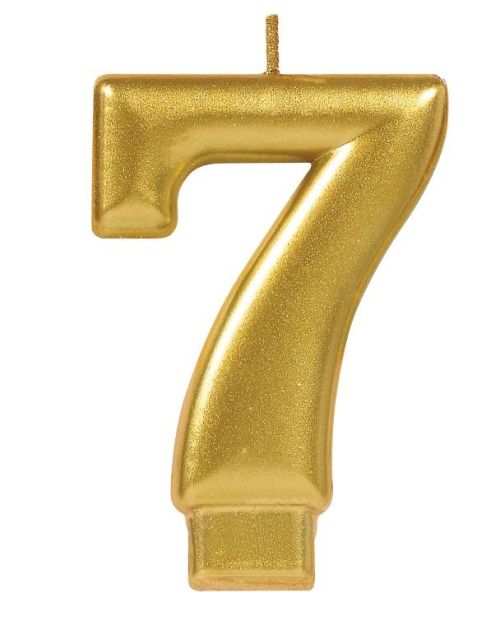 Metallic Gold Candle – Number 7