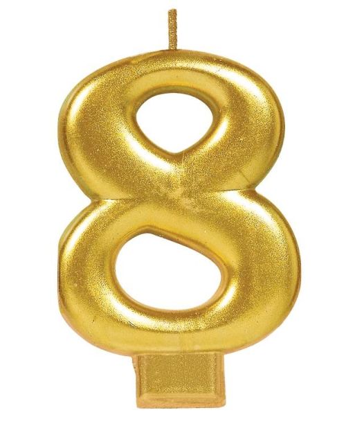 Metallic Gold Candle – Number 8