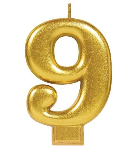 Metallic Gold Candle – Number 9