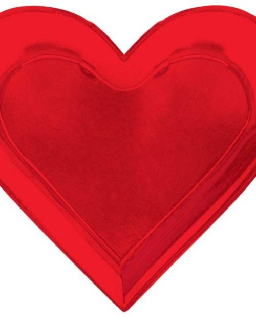 Metallic Red Heart Dinner Plates 8pk