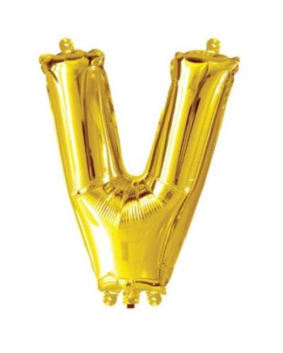 Mini Gold Foil Balloon – Letter V