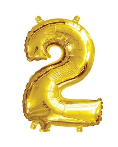 Mini Gold Foil Balloon – Number 2