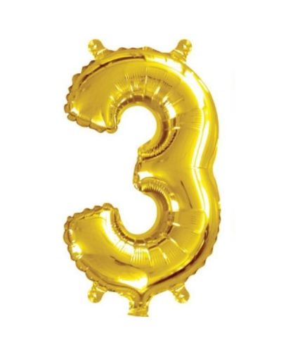 Mini Gold Foil Balloon – Number 3