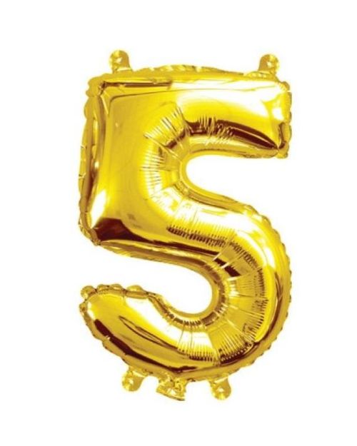 Mini Gold Foil Balloon – Number 5