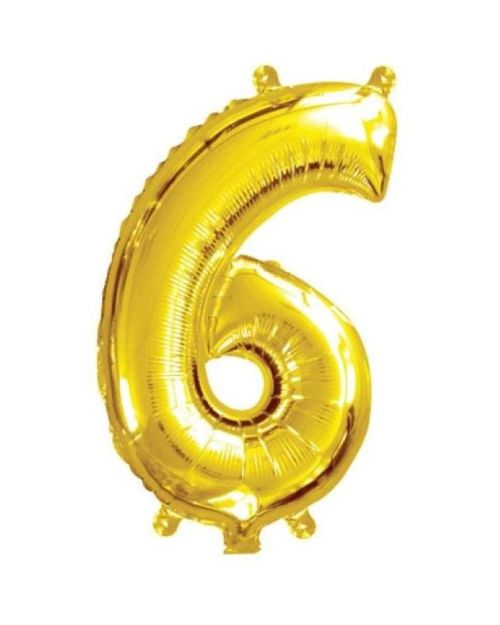 Mini Gold Foil Balloon – Number 6