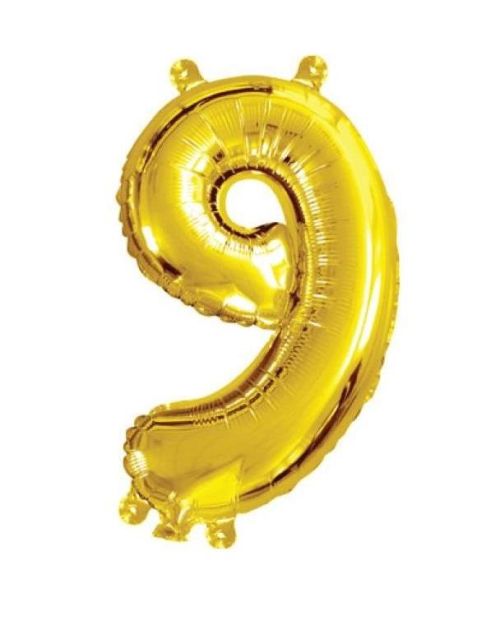 Mini Gold Foil Balloon – Number 9
