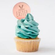 Mini Rose Gold Mirror Cake Topper – Happy Easter