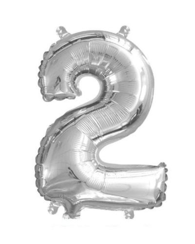 Mini Silver Foil Balloon – Number 2