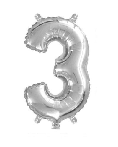 Mini Silver Foil Balloon – Number 3