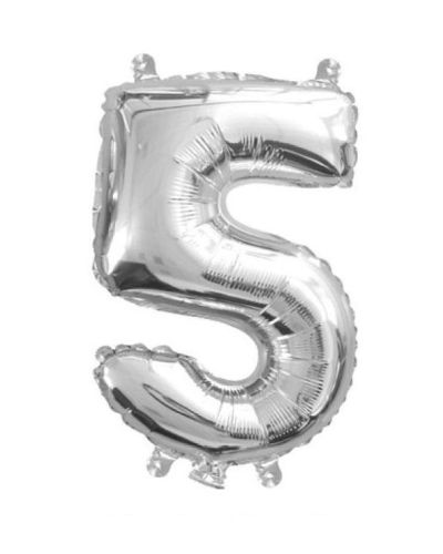 Mini Silver Foil Balloon – Number 5