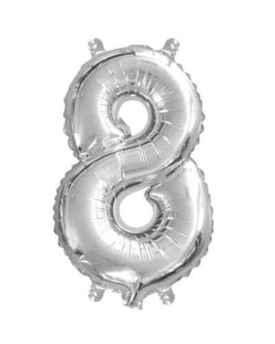 Mini Silver Foil Balloon – Number 8