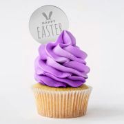 Mini Silver Mirror Cake Topper – Happy Easter