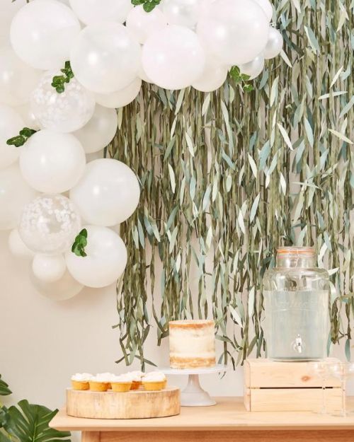 Mini White Balloon Arch with Foliage
