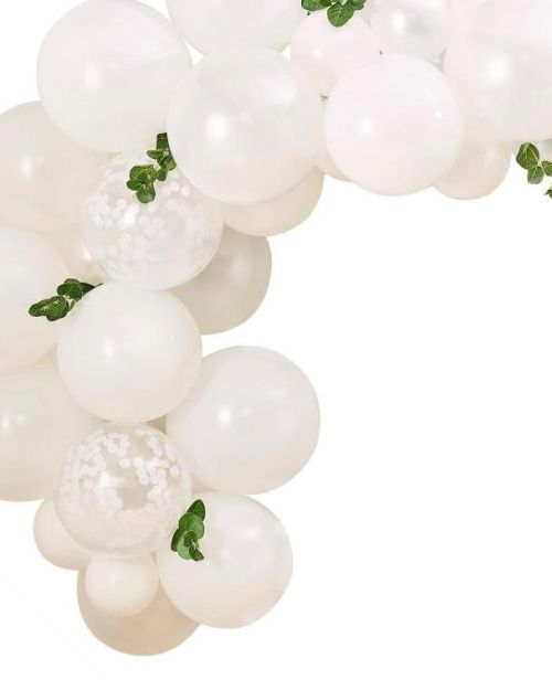 Mini White Balloon Arch with Foliage