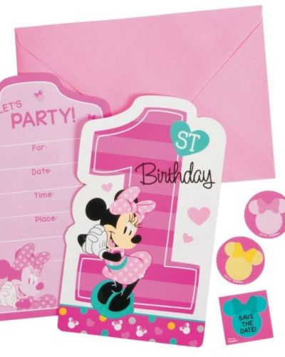 Minnie 1st Birthday Invitations 8pk