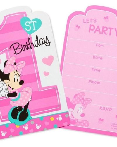 Minnie 1st Birthday Invitations 8pk
