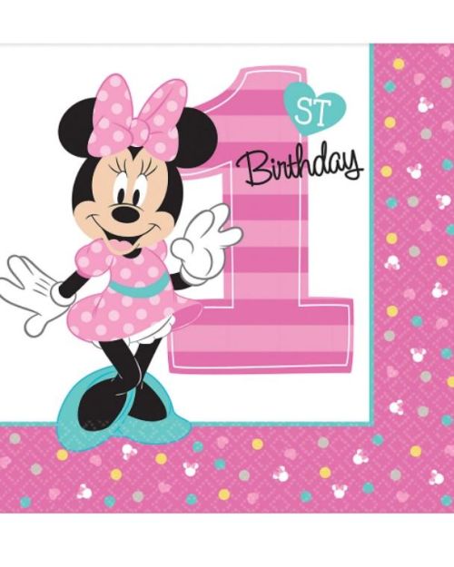 Minnie 1st Birthday Lunch Napkins 16pk