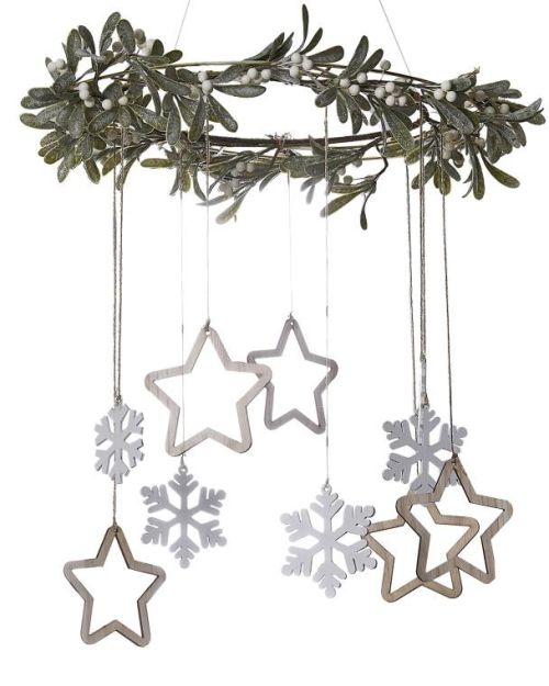 Mistletoe Hanging Hoop with Snowflakes & Stars
