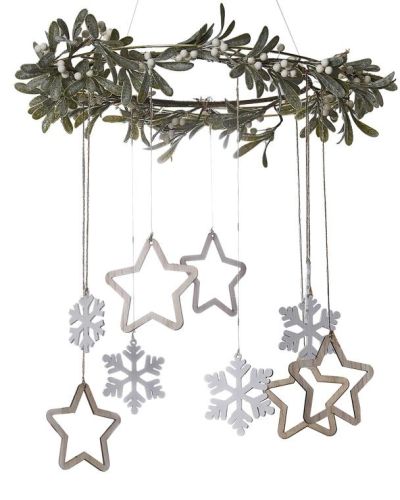 Mistletoe Hanging Hoop with Snowflakes & Stars