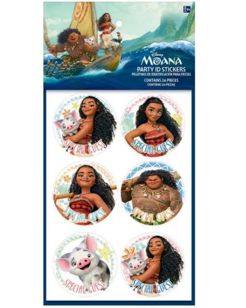 Moana Party ID Stickers 24pk