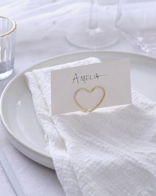 Modern Luxe Gold Metal Heart Place Card Holders 6pk