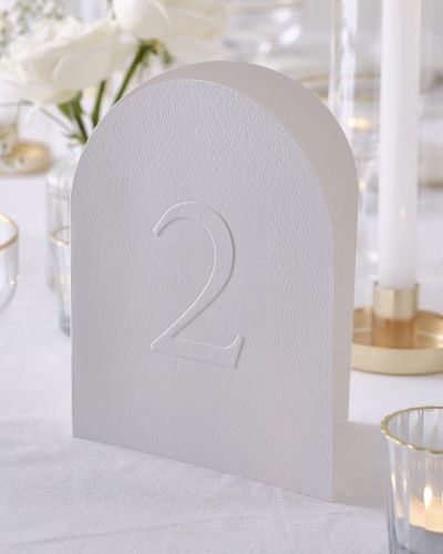 Modern Luxe White Embossed Table Numbers
