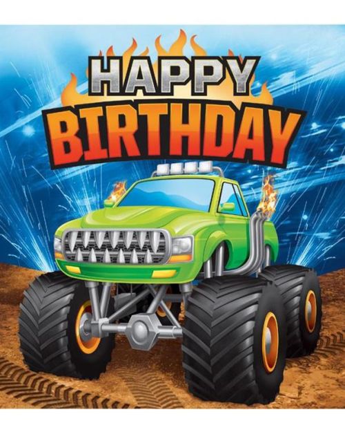 Monster Truck Birthday Lunch Napkins 16pk